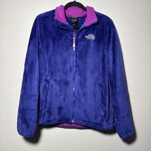 North Face Jacket Womens Large Purple Blue Osito Fleece Sherpa Full Zip Outdoor